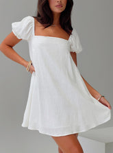Beyond Linen Blend Mini Dress White