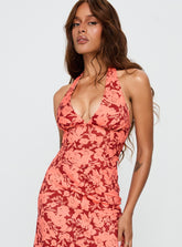 Casablanca Halter Top Red Floral