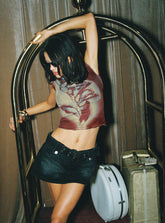 Leita Belted Micro Skort Washed Black Denim