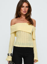 Cartrell Foldover Off Shoulder Top Lemon